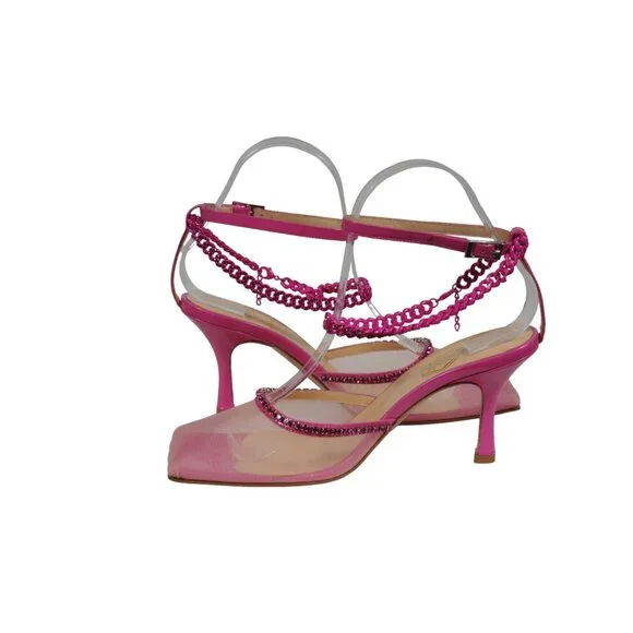 Nalebe Womens Stellar Mules Wildcard US 7 EU 37 Pink Mesh Square Toe Heels